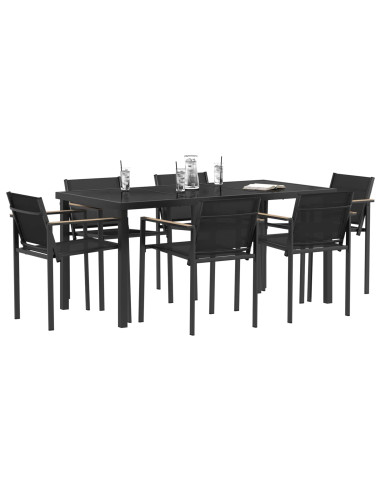 Set di Mobili da Esterno 7 pcs Nero e antracite Textilene
