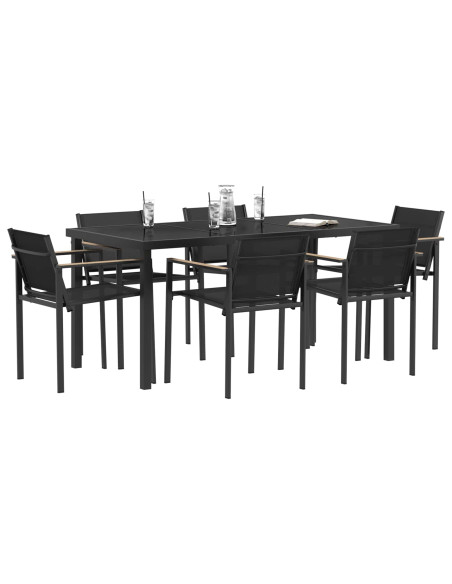 Set di Mobili da Esterno 7 pcs Nero e antracite Textilene