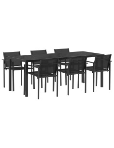 Set di Mobili da Esterno 7 pcs Nero e antracite Textilene 2