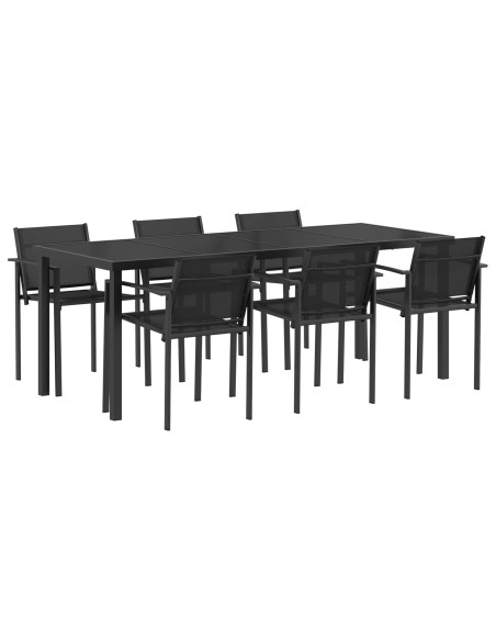 Set di Mobili da Esterno 7 pcs Nero e antracite Textilene