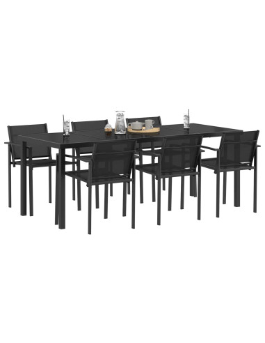 Set di Mobili da Esterno 7 pcs Nero e antracite Textilene
