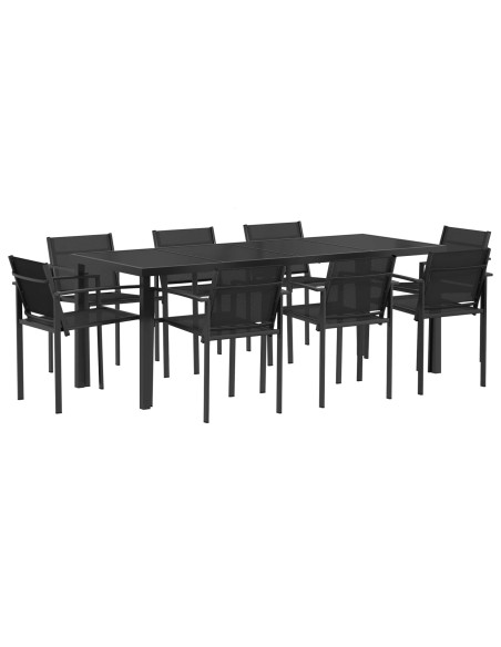 Set di Mobili da Esterno 9 pcs Nero e antracite Textilene
