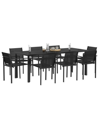 Set di Mobili da Esterno 9 pcs Nero e antracite Textilene