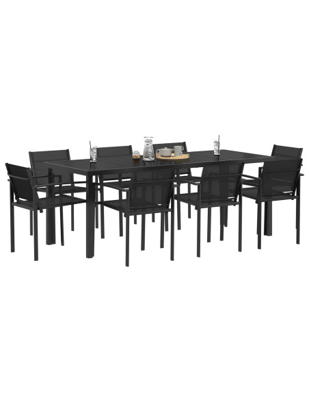 Set di Mobili da Esterno 9 pcs Nero e antracite Textilene