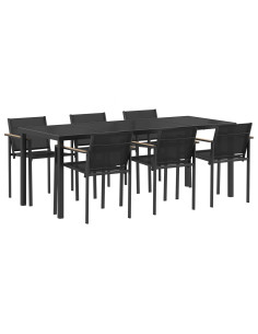 Set di Mobili da Esterno 7 pcs Nero e antracite Textilene 2