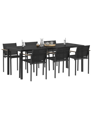 Set di Mobili da Esterno 7 pcs Nero e antracite Textilene