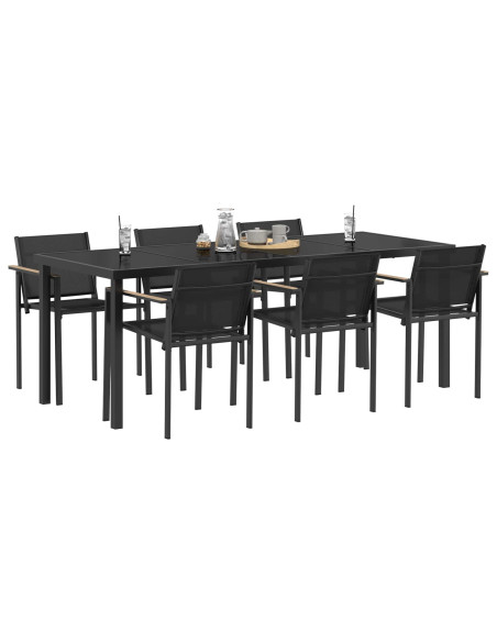 Set di Mobili da Esterno 7 pcs Nero e antracite Textilene