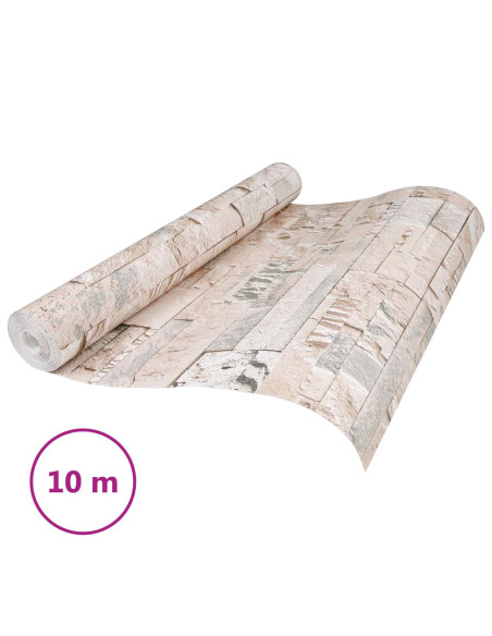 Carta da Parati 3D Pietra Beige 10 x 0,53 m Tessuto Non Tessuto