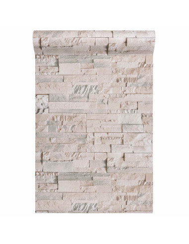 Carta da Parati 3D Pietra Beige 10 x 0,53 m Tessuto Non Tessuto