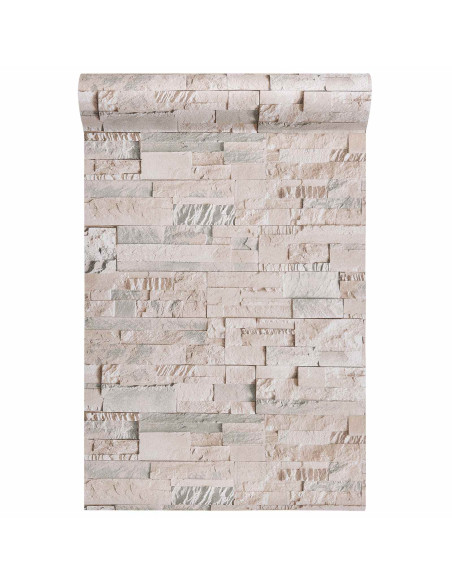 Carta da Parati 3D Pietra Beige 10 x 0,53 m Tessuto Non Tessuto