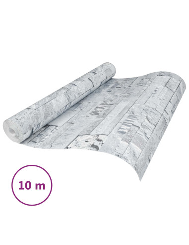 Carta da Parati 3D Pietra Grigio Chiaro 10 x 0,53 m