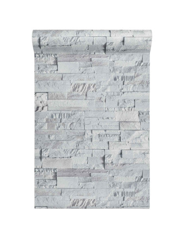 Carta da Parati 3D Pietra Grigio Chiaro 10 x 0,53 m