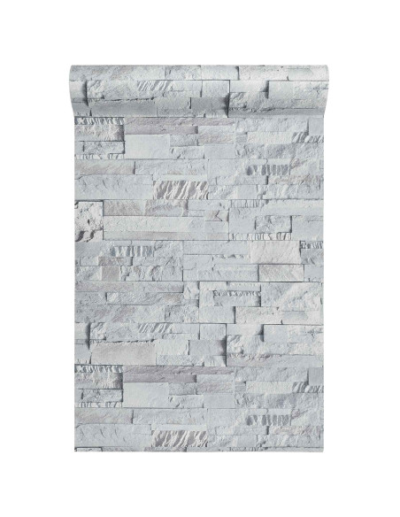 Carta da Parati 3D Pietra Grigio Chiaro 10 x 0,53 m