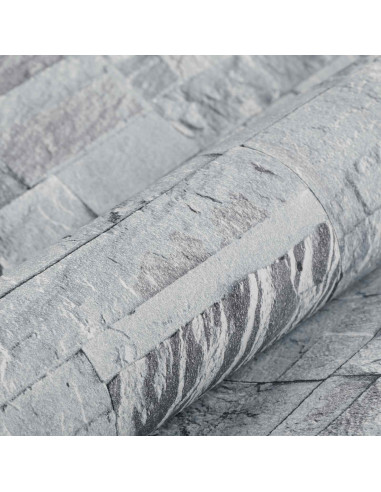 Carta da Parati 3D Pietra Grigio Chiaro 10 x 0,53 m