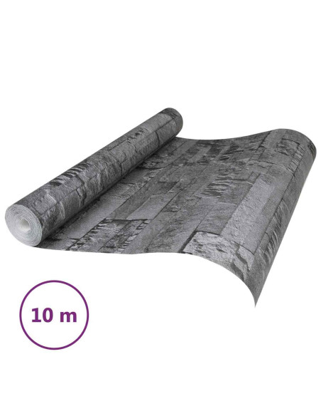 Carta da Parati 3D Pietra Nero 10 x 0,53 m Tessuto Non Tessuto