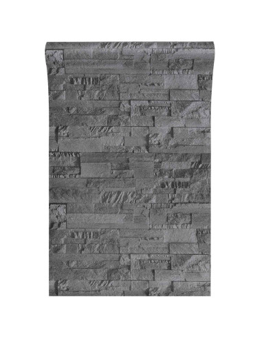 Carta da Parati 3D Pietra Nero 10 x 0,53 m Tessuto Non Tessuto