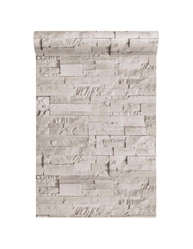 Carta da Parati 3D Pietra Crema 10 x 0,53 m Tessuto Non Tessuto