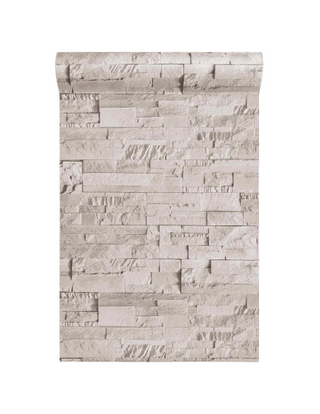 Carta da Parati 3D Pietra Crema 10 x 0,53 m Tessuto Non Tessuto