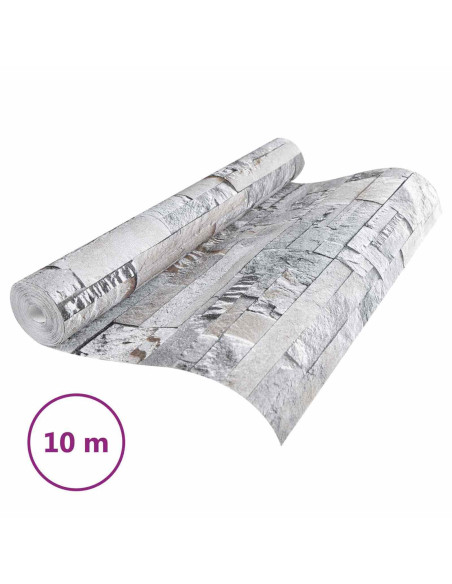 Carta da Parati 3D Pietra Grigio 10 x 0,53 m
