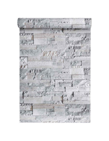 Carta da Parati 3D Pietra Grigio 10 x 0,53 m