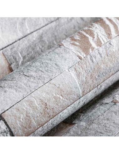 Carta da Parati 3D Pietra Grigio 10 x 0,53 m