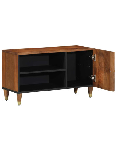 Mobile TV Marrone miele 80 x 33 x 46 cm Legno di mango massello