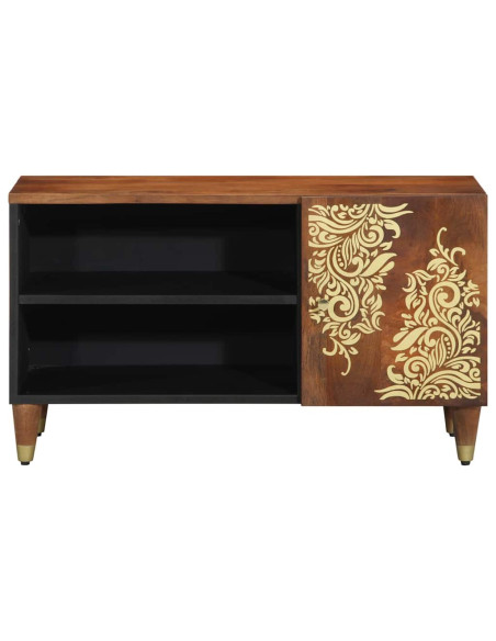 Mobile TV Marrone miele 80 x 33 x 46 cm Legno di mango massello