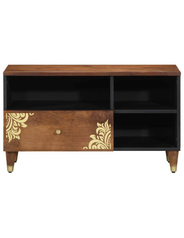 Mobile TV Marrone miele 80 x 33 x 46 cm Legno di mango massello