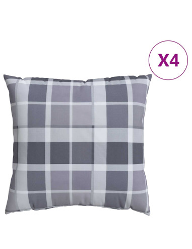 Cuscino da Esterno 4 pcs Grigio a quadri 50 x 50 cm Tessuto