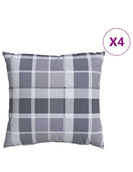 Cuscino da Esterno 4 pcs Grigio a quadri 50 x 50 cm Tessuto