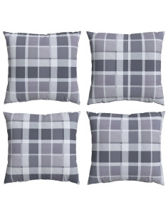 Cuscino da Esterno 4 pcs Grigio a quadri 60 x 60 cm Tessuto 2