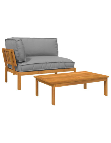 Set di divani con cuscino 2 pcs Grigio Legno di Acacia Massello