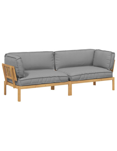 Set di divani con cuscino 2 pcs Grigio Legno di Acacia Massello