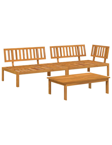 Set di divani con cuscino 3 pcs Crema Legno di Acacia Massello