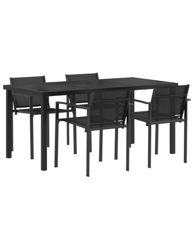 Set di Mobili da Esterno 5 pcs Nero e antracite Textilene