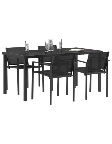 Set di Mobili da Esterno 5 pcs Nero e antracite Textilene