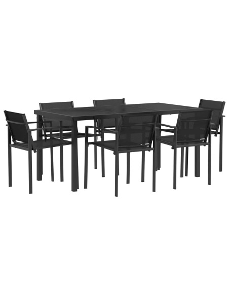 Set di Mobili da Esterno 7 pcs Nero e antracite Textilene