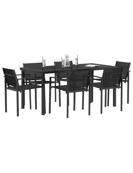 Set di Mobili da Esterno 7 pcs Nero e antracite Textilene