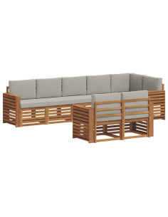Set divani con cuscino 8 pcs Grigio Naturale e Chiaro 2