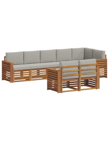 Set divani con cuscino 8 pcs Grigio Naturale e Chiaro