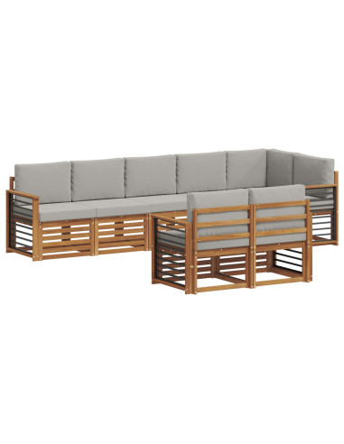 Set divani con cuscino 8 pcs Grigio Naturale e Chiaro