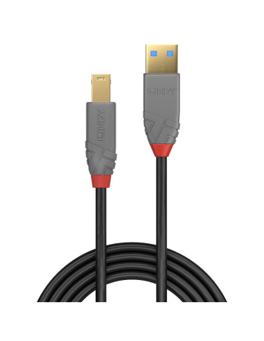 Lindy 36743 cavo USB USB 3.2 Gen 1 (3.1 Gen 1) 3 m USB A USB B Nero, Grigio