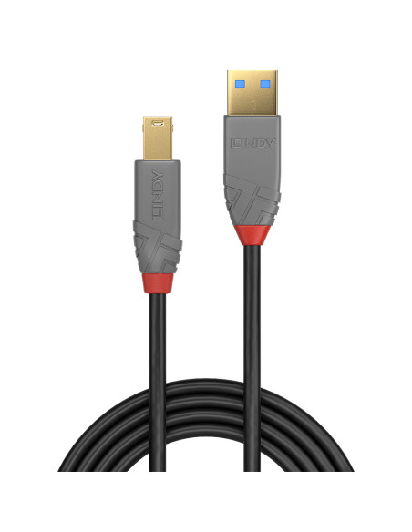 Lindy 36743 cavo USB USB 3.2 Gen 1 (3.1 Gen 1) 3 m USB A USB B Nero, Grigio