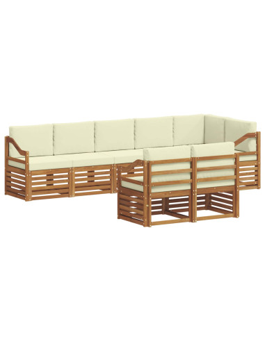 Set divani 8 pcs Naturale e Crema Legno di Acacia Massello