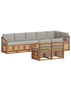 Set divani con cuscino 8 pcs Grigio Naturale e Chiaro 2