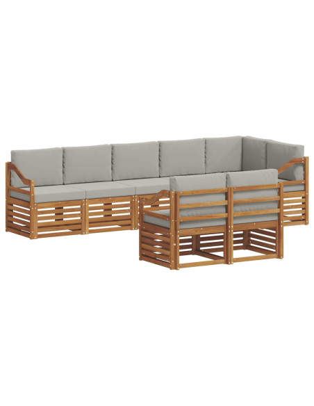 Set divani con cuscino 8 pcs Grigio Naturale e Chiaro