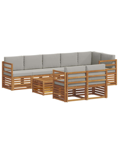 Set divani con cuscino 9 pcs Grigio Naturale e Chiaro