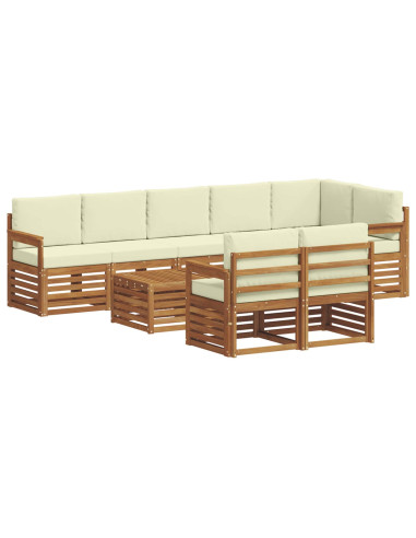 Set divani 9 pcs Naturale e Crema Legno di Acacia Massello