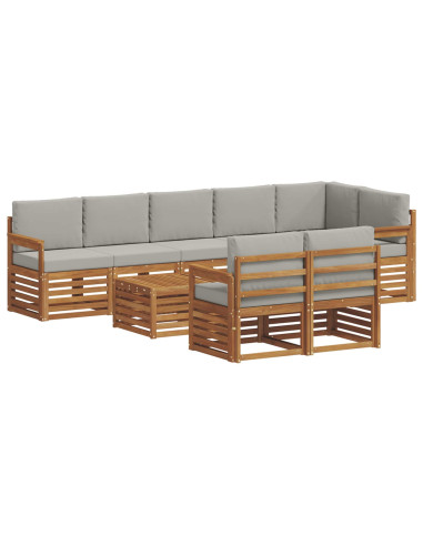 Set divani con cuscino 9 pcs Grigio Naturale e Chiaro