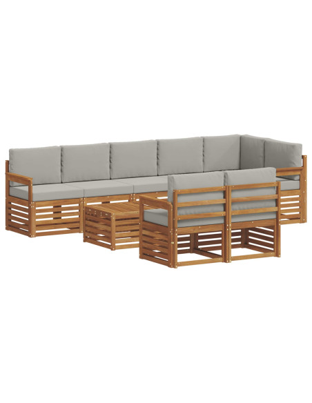 Set divani con cuscino 9 pcs Grigio Naturale e Chiaro